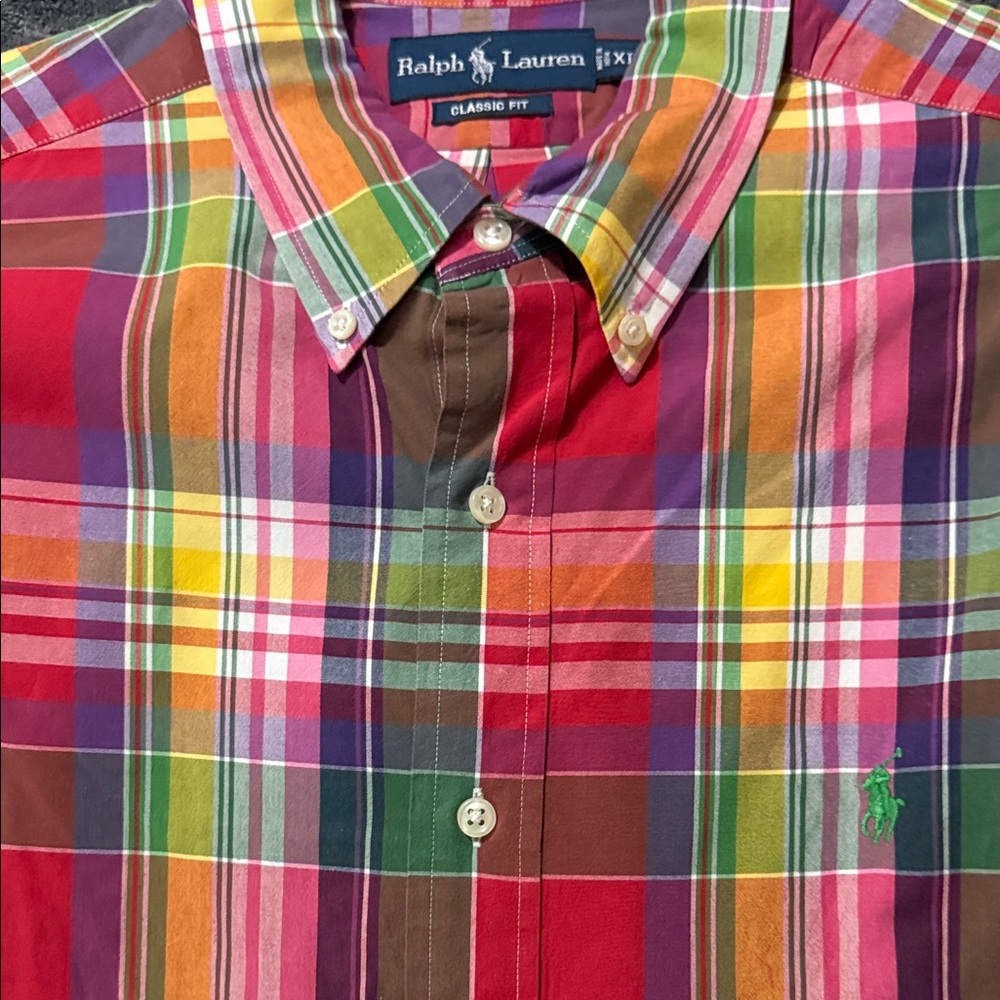 Ralph Lauren Men's Vibrant Plaid Button Down Shirt
